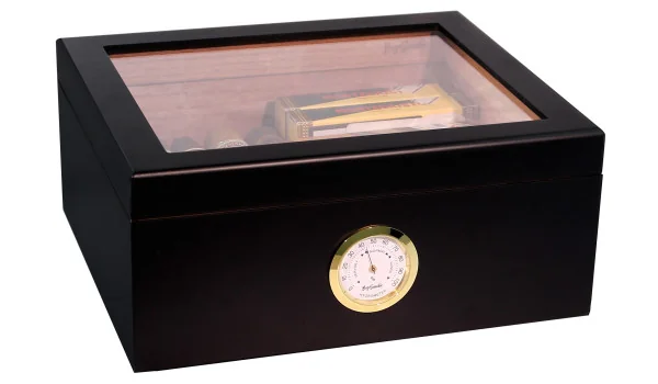 BigSmoke humidor medium zwart met glazen deksel